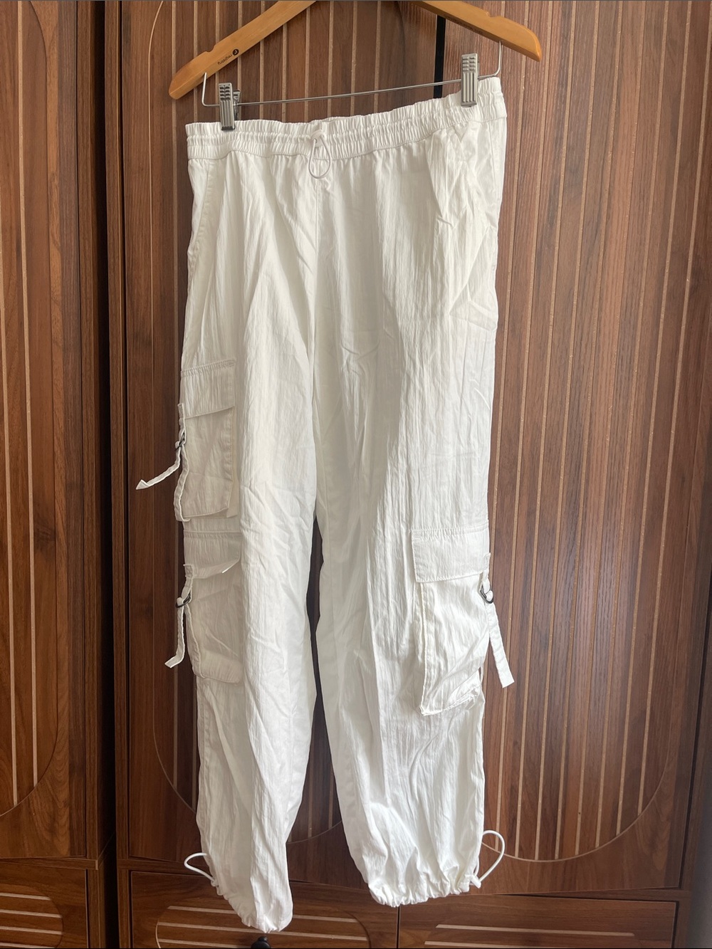 White Cargo Jogger Athleisure Pants